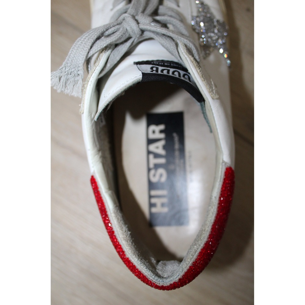 Golden Goose Hi Star White Red Swarovski Crystal Glitter Star Sneakers 40 - Picture 7 of 10